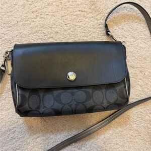 COACH Reversible Black/Silver Leather Crossbody Bag